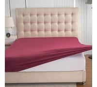 Soifox Velvet Warm Fitted Sheet King Size - Red Winter Fitted Bed Sheet with Extra Deep Pocket 16 Inches(40cm), Soft Flannel Bottom Sheet King Bed 150 x 200 cm