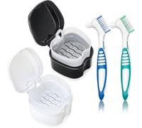 Soiftra 2pcs Retainer Case Denture Box False Teeth Container,Denture Case and Denture Box for False Teeth, Portable Guard Storage, Black White