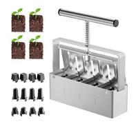 Soil Blocker, 4 Cell Soil Block Maker 2 Inch with 3 Sizes Seed Pins, Seed Handheld Block Maker with Comfortable Handle, Garden Blocking Tools for Seedings, Cuttings, Greenhouses
