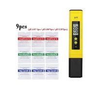 Soil Meter, 0.01 PH High Precision Water Quality Tester Digital LCD PH Meter uring Ran PH Test Pen Suitable for Swimming Pool Aquarium(Yellow 9pcs Powder)