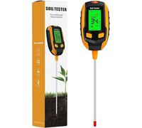 Soil Meter, 4-in-1 Soil Moisture Meter Digital PH Meter/Soil Moisture/Plant Temperature/Sunlight Intensity, Backlight LCD Display, Soil Test Meter for Garden, Lawn, Plant Care, Farm and Indoor Outdoor