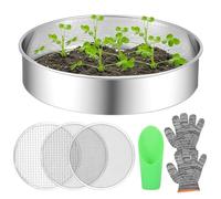 Soil Sieve Set Heavy Duty Garden Compost Sifter Stainless Steel Mesh Sifter with 3, 6, 9mm Filter Mesh Multi-Purpose Sifting Pan Metal Dirt Strainer for Gardening Compost and Bonsai(B)