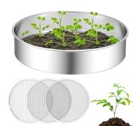 Soil Sieve Set Heavy Duty Garden Compost Sifter Stainless Steel Mesh Sifter with 3, 6, 9mm Filter Mesh Multi-Purpose Sifting Pan Metal Dirt Strainer for Gardening Compost and Bonsai(A)