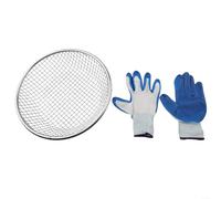 Soil Sifter for 5 Gallon Bucket Heavy Duty Galvanized Iron Compost Sieve - 3 Mesh Sizes Sand Dirt Rock Filter Screen for Garden Landscaping with Gloves(10mm)