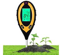 Soil Tester 4 in 1 Earth Moisture Ph Meter Value Soil Temperature and Sunlight Intensity Test for Gardening Agriculture Indoor Outdoor (Battery Not Included)