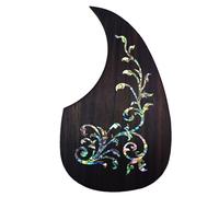 Soild Acoustic Guitar Pickguard Rosewood Inlay Solid Wood with Abalone Flower Self Adhesive for Martin D-45 and Taylor Guitar or 40-43 Inch Classical Folk Guitar