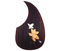 Soild Acoustic Guitar Pickguard Rosewood Inlay Solid Wood with Self Adhesive Abalone Flower for Martin D-45 and Taylor Guitar or Folk Acoustic Guitar Scratch Plate