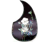 Soild Acoustic Guitar Pickguard Rosewood Inlay Solid Wood with Self Adhesive Abalone Flower for Martin D-45 and Taylor Guitar or Folk Acoustic Guitar Scratch Plate