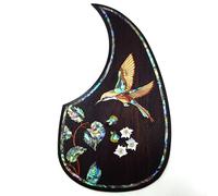 Soild Acoustic Guitar Pickguard Rosewood Inlay Solid Wood with Self Adhesive Abalone Flower for Martin D-45 and Taylor Guitar or Folk Acoustic Guitar Scratch Plate