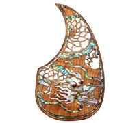 Soild Acoustic Guitar Pickguard Rosewood Inlay Solid Wood with Self Adhesive Abalone Flower for Martin D-45 and Taylor Guitar or Folk Acoustic Guitar Scratch Plate