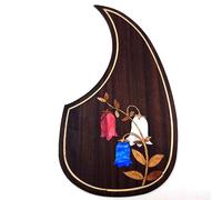 Soild Acoustic Guitar Pickguard Rosewood Inlay Solid Wood with Self Adhesive Abalone Flower for Martin D-45 and Taylor Guitar or Folk Acoustic Guitar Scratch Plate