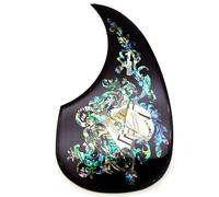 Soild Acoustic Guitar Pickguard Rosewood Inlay Solid Wood with Self Adhesive Abalone Flower for Martin D-45 and Taylor Guitar or Folk Acoustic Guitar Scratch Plate