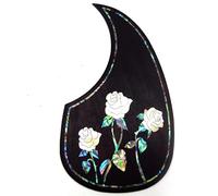 Soild Acoustic Guitar Pickguard Rosewood Inlay Solid Wood with Self Adhesive Abalone Flower for Martin D-45 and Taylor Guitar or Folk Acoustic Guitar Scratch Plate
