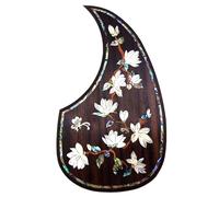 Soild Acoustic Guitar Pickguard Rosewood Inlay Solid Wood with Self Adhesive Abalone Flower for Martin D-45 and Taylor Guitar or Folk Acoustic Guitar Scratch Plate