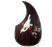 Soild Acoustic Guitar Pickguard Rosewood Inlay Solid Wood with Self Adhesive Abalone Flower for Martin D-45 and Taylor Guitar or Folk Acoustic Guitar Scratch Plate