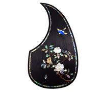 Soild Acoustic Guitar Pickguard Rosewood Inlay Solid Wood with Self Adhesive Abalone Flower for Martin D-45 and Taylor Guitar or Folk Acoustic Guitar Scratch Plate