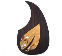 Soild Acoustic Guitar Pickguard Rosewood Inlay Solid Wood with Self Adhesive Abalone Flower for Martin D-45 and Taylor Guitar or Folk Acoustic Guitar Scratch Plate