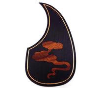 Soild Acoustic Guitar Pickguard Rosewood Inlay Solid Wood with Self Adhesive Abalone Flower for Martin D-45 and Taylor Guitar or Folk Acoustic Guitar Scratch Plate
