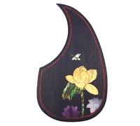 Soild Acoustic Guitar Pickguard Rosewood Inlay Solid Wood with Self Adhesive Abalone Flower for Martin D-45 and Taylor Guitar or Folk Acoustic Guitar Scratch Plate