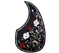 Soild Acoustic Guitar Pickguard Rosewood Inlay Solid Wood with Self Adhesive Abalone Flower for Martin D-45 and Taylor Guitar or Folk Acoustic Guitar Scratch Plate