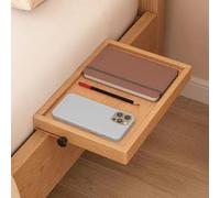 Soild Wood Bedside Shelf, Foldable Clip-On Nightstand Tray, Space-Saving Storage for Bedroom, Dorm Room