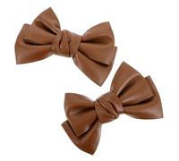 SOIMISS 1 Pair Detachable Bowknot Shoe Clips Charms for Women High Heels and Work Shoes Coffee Colour Pu Material with Zinc Alloy Buckle Unique Fashion Design Accessories for Wedding