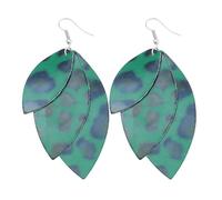 SOIMISS 1 Pair Leather Ear Drops Double Layer Leopard Print Earrings Retro Fashion Pu Leather Dangle Special Design Eye-catching Jewelry for Ladies
