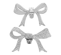 SOIMISS 1 Pair Rhinestone Shoe Clips for Women Silver Bowknot Decoration with Alloy Material and Style Flexibility, Suitable for Sandals and Flats at Parties or Romantic Dates