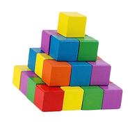 SOIMISS 1 Set Wooden Craft Cube Blocks for Early Childhood Education Smooth Sturdy Square Building Blocks for DIY Projects Mathematics Teaching Aid
