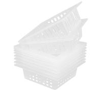 SOIMISS 10 pcs Square Plastic Net Pots with Drainage Holes for Hydroponic Gardening Mesh Plant Baskets for Vegetables Flowers Transparent Protective Planters for Indoor and Outdoor Use