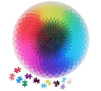 SOIMISS 1000Piece Rainbow Gradient Jigsaw Puzzle Circle Puzzle for Adults Unique Color Changing Design Fun Leisure Activity for Home and Relaxation