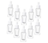 SOIMISS 10pcs 15ml Glass Essential Oil Dropper Bottles Square Portable Sub Bottles with White Plastic Ring and Glass Pipette for Travel and Outdoor Use