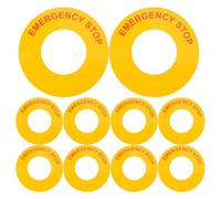 SOIMISS 10pcs Emergency Stop Label Sticker Industrial Equipment Safety Sign Yellow Pp Synthetic Paper Quick Emergency Response Easy Peel-and-stick Installation for Workplace and Factory