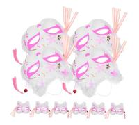 SOIMISS 10pcs Japanese Fox Cosplay Masks with LED Light-up Design Fluffy Half Face Kawaii Masquerade Masks for Adults for Halloween Costume Parties and Stage Performances No Battery