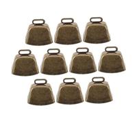 SOIMISS 10pcs Mini Metal Cow Bells with Handle Vintage Decorative Bells for Crafts and Events Crisp Sound Safe Square Arc Edges Retro Style Noise Makers for Sports Football Games and