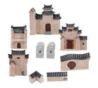 SOIMISS 10pcs Miniature House Figurines Resin Patio Micro Landscape Ornaments with Traditional Chinese Aesthetics, Fade-resistant Flower Pot Decorations for Zen Gardens and Tea Rooms