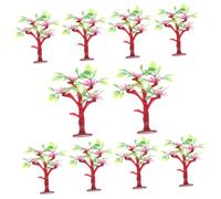 SOIMISS 10PCS Miniature Plastic Model Trees with Blooming Flowers Realistic DIY Craft Scenery Plants for Sand Table Micro Landscape Architecture and Garden Decoration