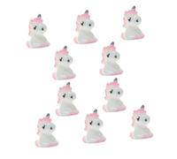 SOIMISS 10pcs Miniature Unicorn Figurine Ornaments Pink DIY Handmade Mini Unicorn Decorations for Garden Landscape Dollhouse Craft Projects