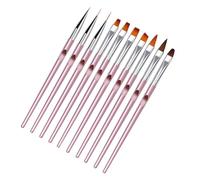 SOIMISS 10pcs Nail Art Brush Rose Gold Metal Handle Fine Detail Nail Painting Pens for Salon and Home Manicure Dotting Tool Gel Polish