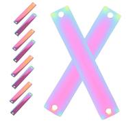 SOIMISS 10Pcs Rainbow Stainless Steel Rectangular Pendants Double Blank Stamping Tags for DIY Keychain Crafting Metal Name Tags for Custom Engraving and Decorative Charms