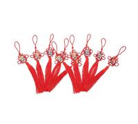 SOIMISS 10Pcs Red Chinese Knot Tassel Car Hanging Decoration Bright Lucky Wealth Pendant Easy Install Handmade Craft Random Color