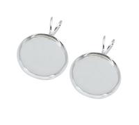 SOIMISS 10PCS Round Copper Plated Bezel Pendant Trays DIY Jewelry Making Kits Retro V-Shaped Hanging Ring Trays Silver Tone for Crafting Custom Photo Resin Pendants
