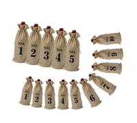 SOIMISS 10Pcs Vintage Linen Wine Bottle Bags Set Numbers 1-10 European Style Wedding Wine Bag for Party Bottle Packaging 15X35Cm