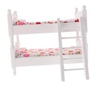 SOIMISS 12 Miniature Dollhouse White Wooden Bunk Bed, Small Doll Furniture Ornament for ’s Room Scene, Doll Bunk Bed Decor Suitable for Dollhouse Accessories