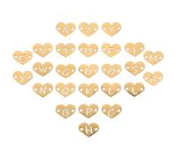 SOIMISS 12mm Gold Stainless Steel Hollow Heart Pendant Double Holes, 26 Letter Charms A-Z, DIY Hanging Heart Charms for Jewelry Making and Crafts Accessories
