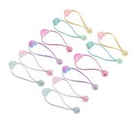 SOIMISS 12Pcs Colorful Beaded Hair Elastics Double Heart Ball High Elasticity Hair Ties Non-Damaging Gentle Hold for School Sports Daily Use