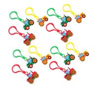 SOIMISS 12pcs Farm Vehicle Keychains with Lobster Clasp for Cute Tractor Bulldozer Heavy Equipment Key Rings Harvest Season Party Favors Easter Basket Fillers Classroom Rewards and Goody