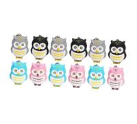 SOIMISS 12pcs Glowing Cartoon Owl Keychain Plastic Owl Pendant Key Ring for Car Decoration Small Grey as Car Ornaments Funny Keyring