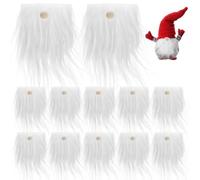 SOIMISS 12pcs Gnome Beards for Crafting, Pre-Cut Gnome Beards With Wood Nose, Gnome Beard And Nose, White Faux Fur Fabric for Diy Gnome Beard, Craft, Sewing Costume, Christmas Holiday Decor