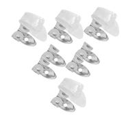 SOIMISS 12pcs Guitar Finger Picks Set with Thumb Guard and Index Picks Metal Silver and White Celluloid Plectrum for Acoustic Electric Banjo Mandolin Ukulele Ventilated Design for Reduced